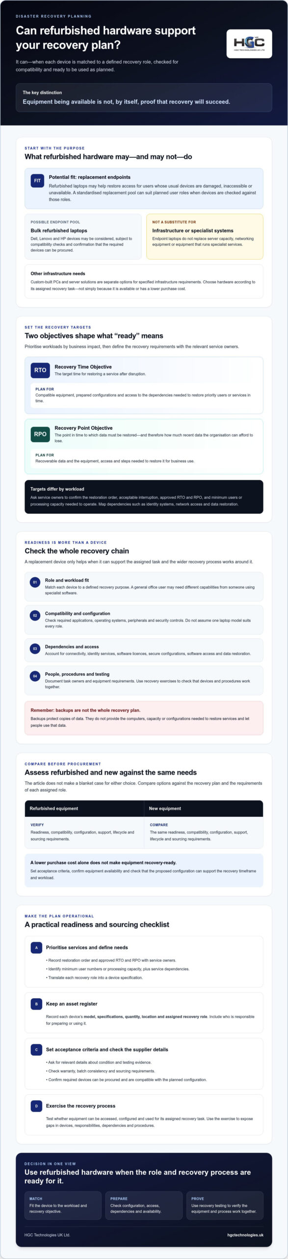 Refurbished Hardware for Disaster Recovery: Practical Guide
