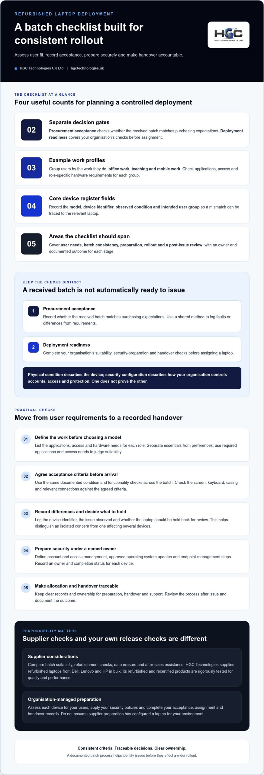 Refurbished Laptop Deployment Checklist: From Procurement to Rollout
